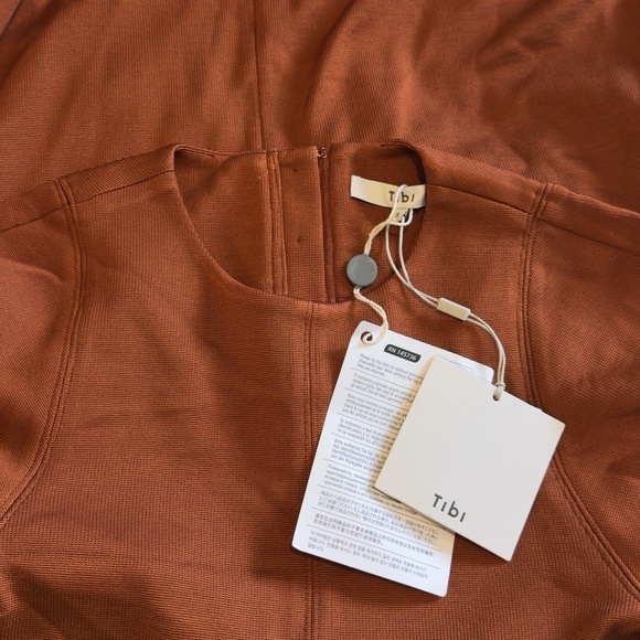 Tibi Women's Orange Balloon Sleeve Short Dress Size S Party/Cocktail 3/4 Sleeve - Picture 4 of 4